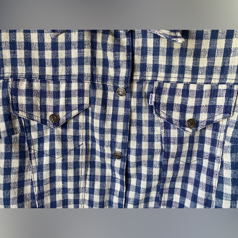 Vintage 60s 70s Levi's Blue and White Gingham Lite Jacket Flannel - Picture 9 of 9